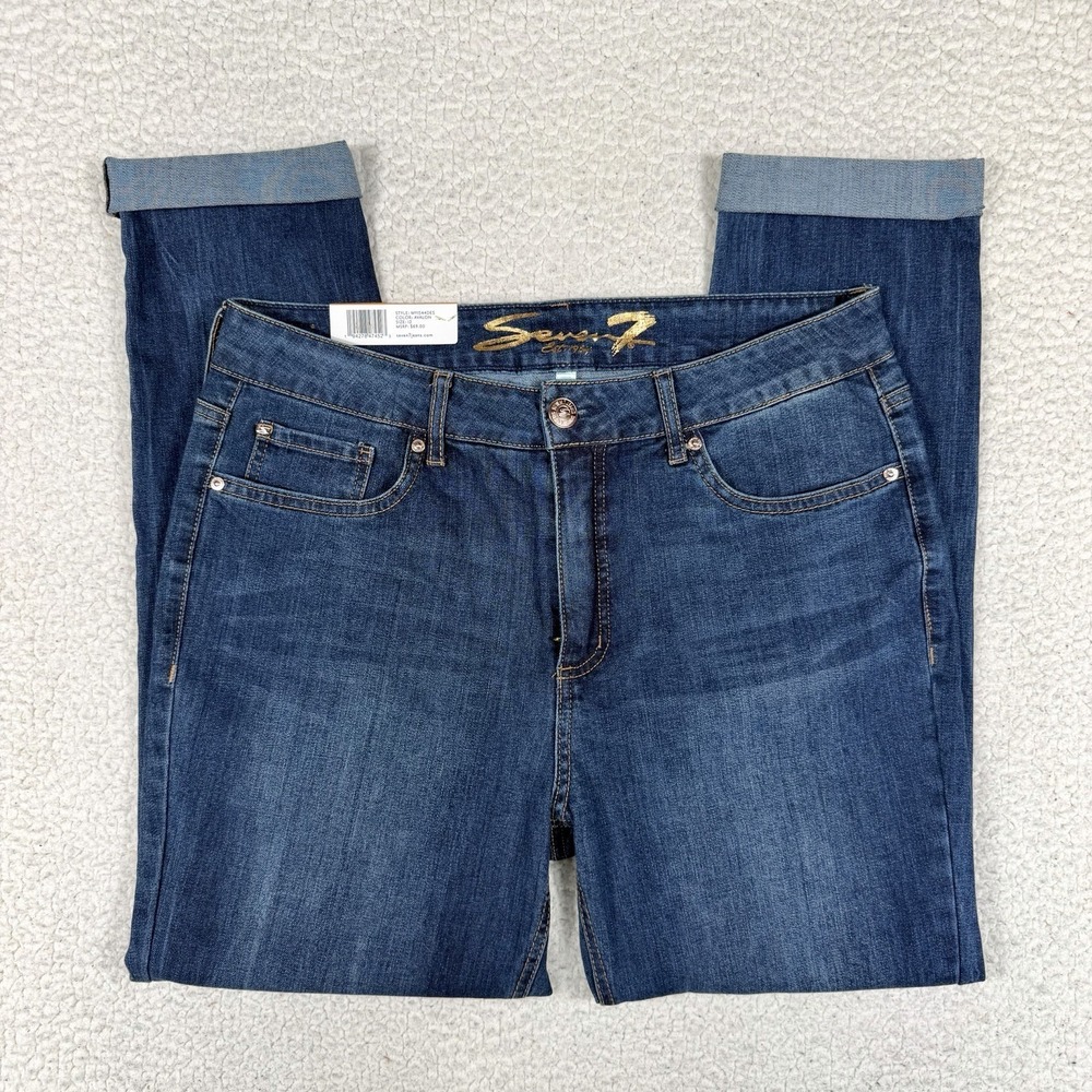 Seven7 Weekend Slim Jeans Women's 12 (33x27) Blue Casual Minimalist Normcore Mom
